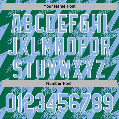 Custom Stitched Kelly Green Light Blue-White Zigzag Shape Sports Pullover Sweatshirt Hoodie