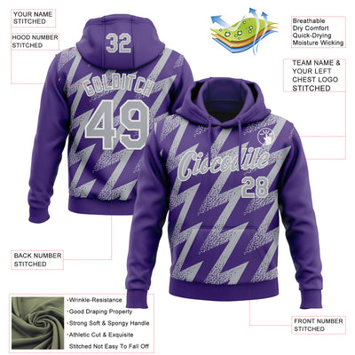 Custom Stitched Purple Gray-White Zigzag Shape Sports Pullover Sweatshirt Hoodie