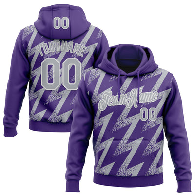 Custom Stitched Purple Gray-White Zigzag Shape Sports Pullover Sweatshirt Hoodie