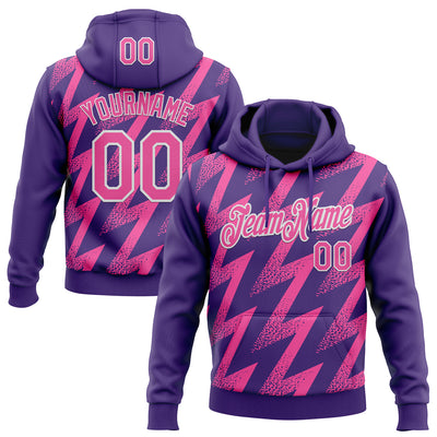 Custom Stitched Purple Pink-White Zigzag Shape Sports Pullover Sweatshirt Hoodie