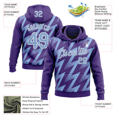 Custom Stitched Purple Light Blue-White Zigzag Shape Sports Pullover Sweatshirt Hoodie
