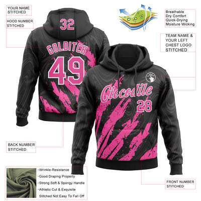 Custom Stitched Black Pink-White Splash Sports Pullover Sweatshirt Hoodie