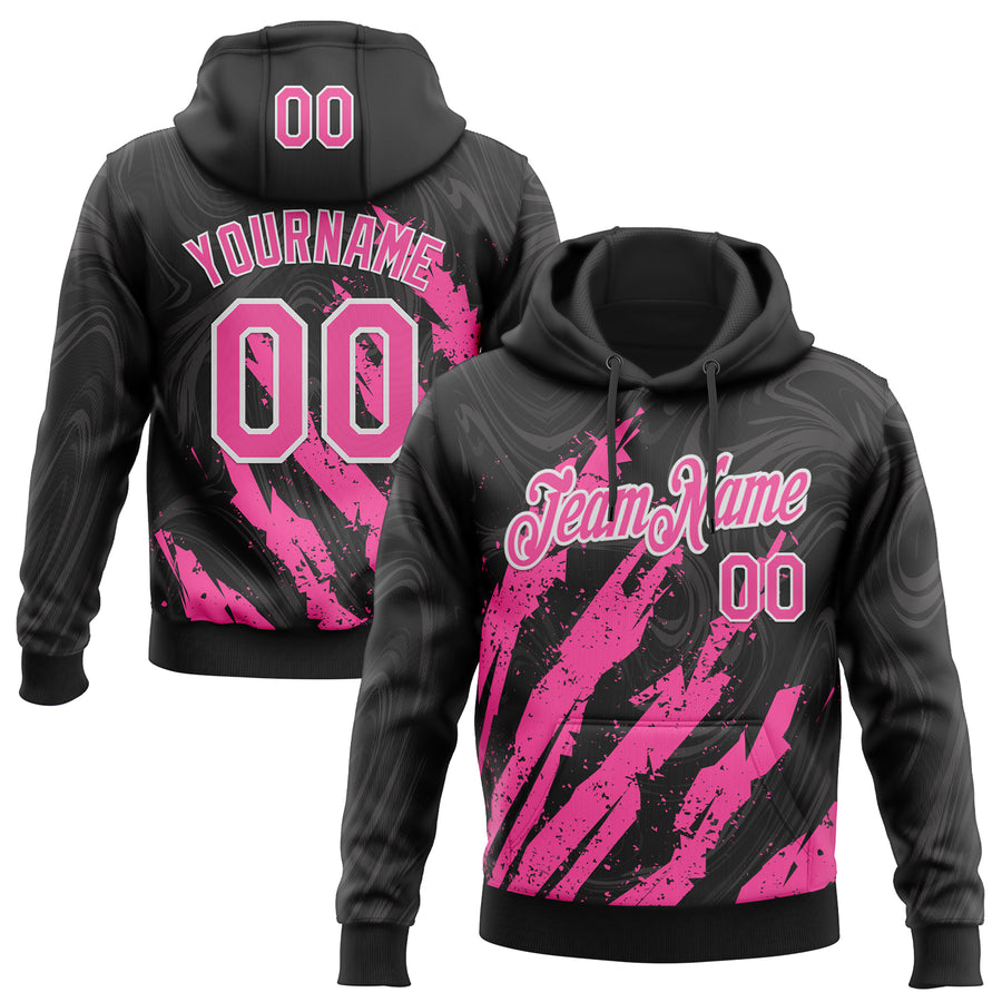 Custom Stitched Black Pink-White Splash Sports Pullover Sweatshirt Hoodie