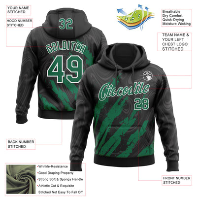 Custom Stitched Black Kelly Green-White Splash Sports Pullover Sweatshirt Hoodie