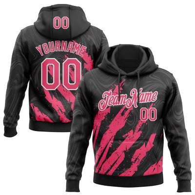 Custom Stitched Black Neon Pink-White Splash Sports Pullover Sweatshirt Hoodie