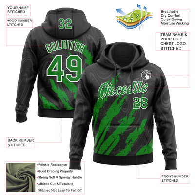 Custom Stitched Black Grass Green-White Splash Sports Pullover Sweatshirt Hoodie