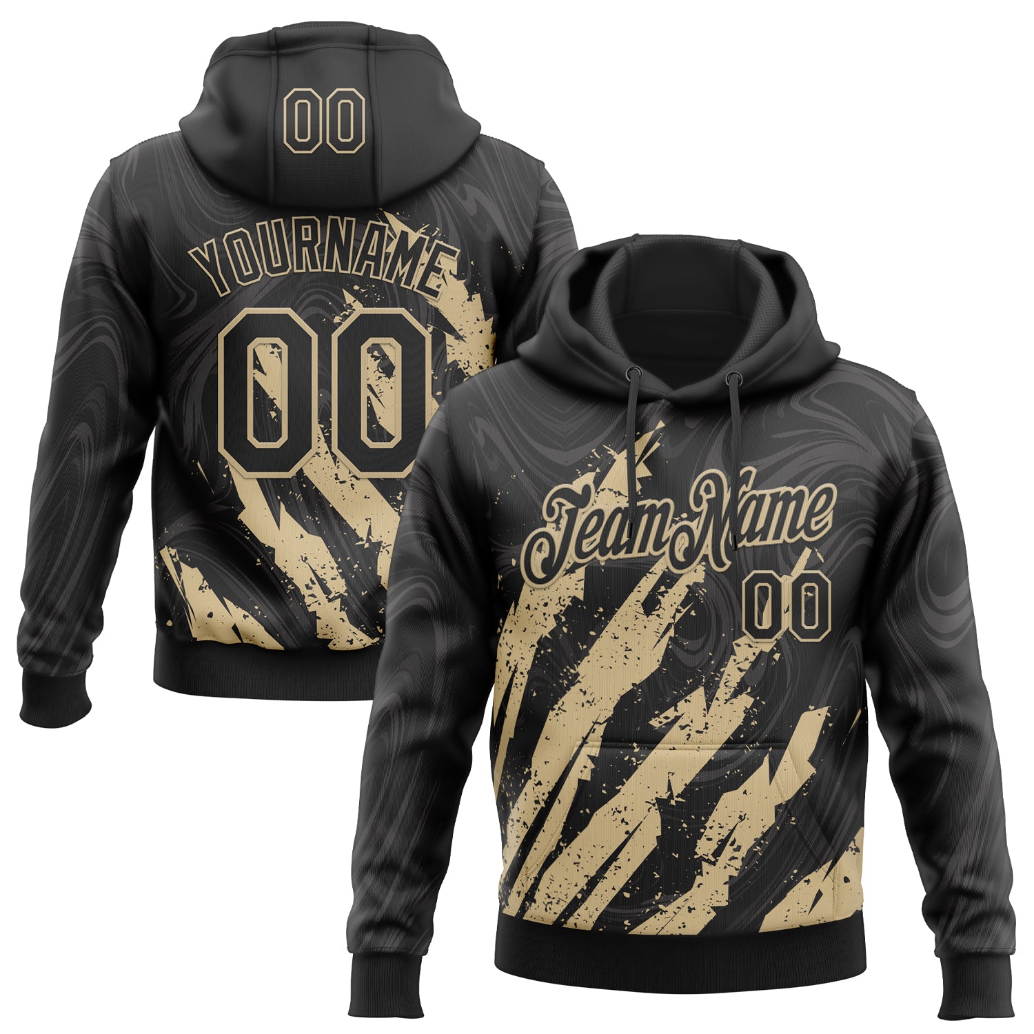 Custom Stitched Black Vegas Gold Splash Sports Pullover Sweatshirt Hoodie