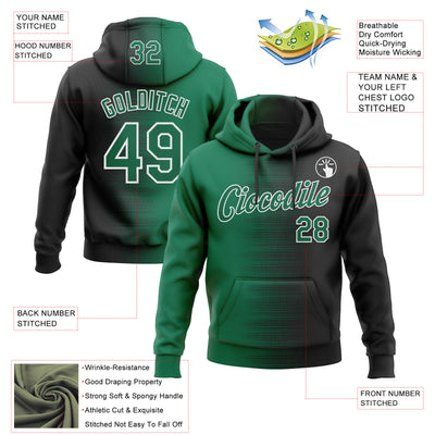 Custom Stitched Black Kelly Green-White Gradient Line Sports Pullover Sweatshirt Hoodie