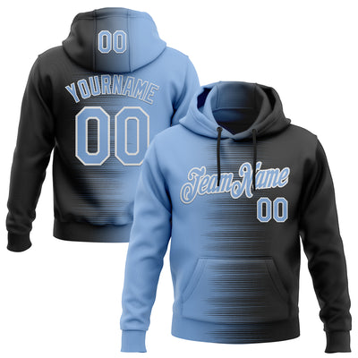 Custom Stitched Black Light Blue-White Gradient Line Sports Pullover Sweatshirt Hoodie