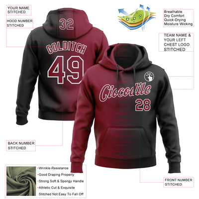 Custom Stitched Black Crimson-White Gradient Line Sports Pullover Sweatshirt Hoodie