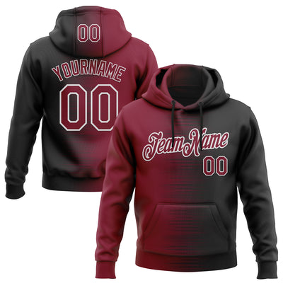 Custom Stitched Black Crimson-White Gradient Line Sports Pullover Sweatshirt Hoodie