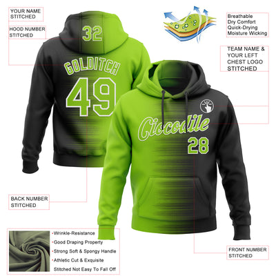 Custom Stitched Black Neon Green-White Gradient Line Sports Pullover Sweatshirt Hoodie
