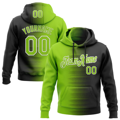 Custom Stitched Black Neon Green-White Gradient Line Sports Pullover Sweatshirt Hoodie