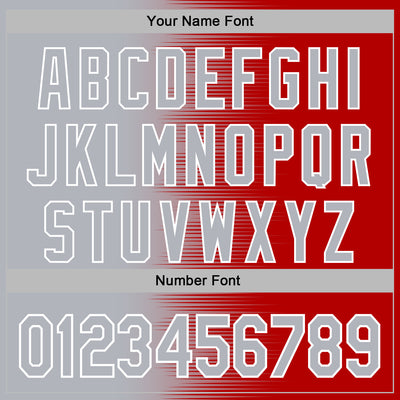 Custom Stitched Red Gray-White Gradient Line Sports Pullover Sweatshirt Hoodie