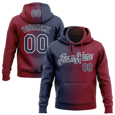Custom Stitched Crimson Navy-White Gradient Line Sports Pullover Sweatshirt Hoodie