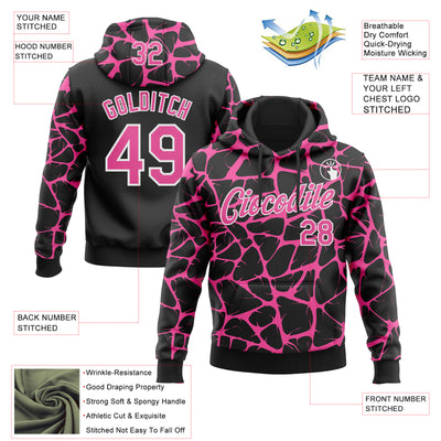 Custom Stitched Black Pink-White Abstract Network Pattern Sports Pullover Sweatshirt Hoodie