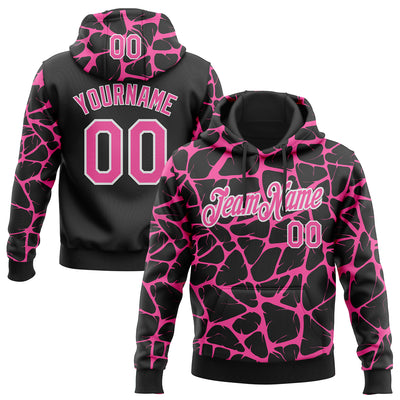 Custom Stitched Black Pink-White Abstract Network Pattern Sports Pullover Sweatshirt Hoodie