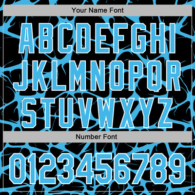 Custom Stitched Black Sky Blue-White Abstract Network Pattern Sports Pullover Sweatshirt Hoodie