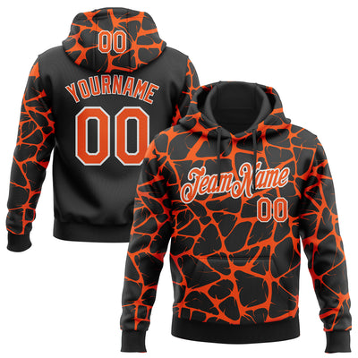 Custom Stitched Black Orange-White Abstract Network Pattern Sports Pullover Sweatshirt Hoodie