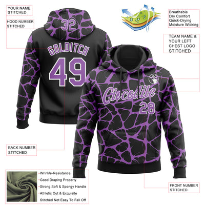 Custom Stitched Black Medium Purple-White Abstract Network Pattern Sports Pullover Sweatshirt Hoodie