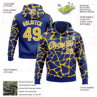 Custom Stitched Royal Yellow-White Abstract Network Pattern Sports Pullover Sweatshirt Hoodie