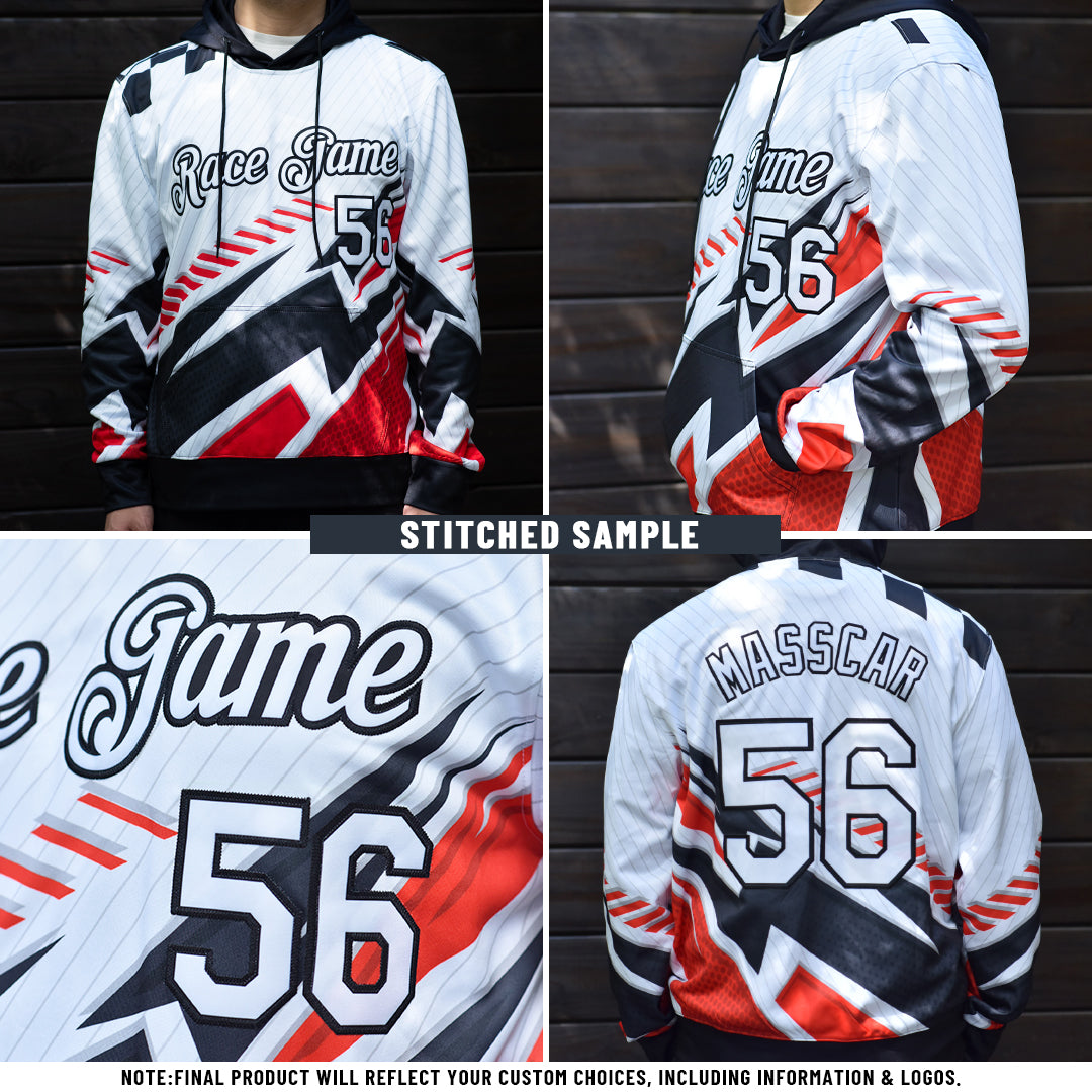 Custom Stitched Red Gray-White Abstract Network Pattern Sports Pullover Sweatshirt Hoodie