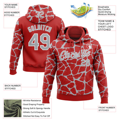Custom Stitched Red Gray-White Abstract Network Pattern Sports Pullover Sweatshirt Hoodie