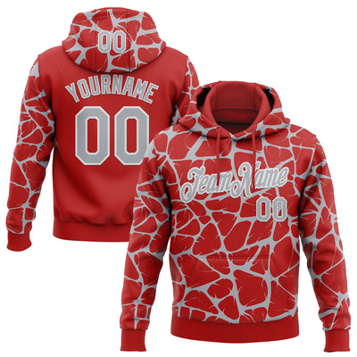 Custom Stitched Red Gray-White Abstract Network Pattern Sports Pullover Sweatshirt Hoodie