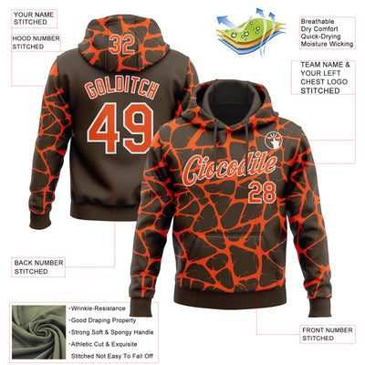 Custom Stitched Brown Orange-White Abstract Network Pattern Sports Pullover Sweatshirt Hoodie