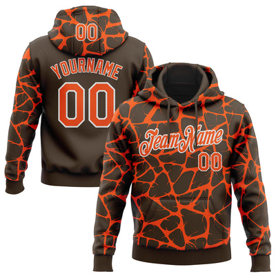 Custom Stitched Brown Orange-White Abstract Network Pattern Sports Pullover Sweatshirt Hoodie