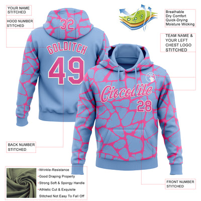 Custom Stitched Light Blue Pink-White Abstract Network Pattern Sports Pullover Sweatshirt Hoodie