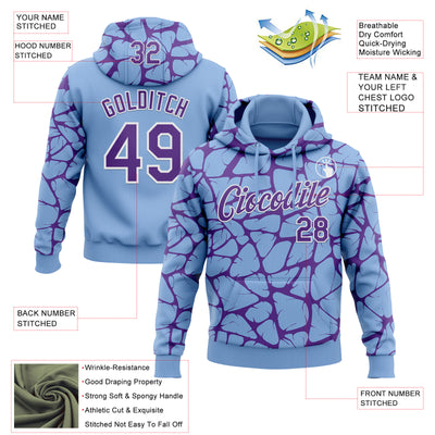 Custom Stitched Light Blue Purple-White Abstract Network Pattern Sports Pullover Sweatshirt Hoodie