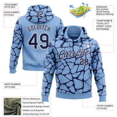 Custom Stitched Light Blue Navy-White Abstract Network Pattern Sports Pullover Sweatshirt Hoodie