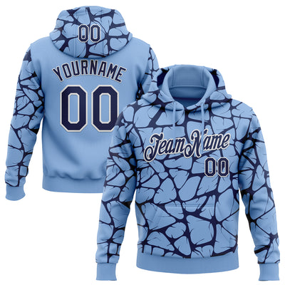 Custom Stitched Light Blue Navy-White Abstract Network Pattern Sports Pullover Sweatshirt Hoodie