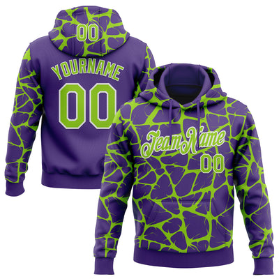 Custom Stitched Purple Neon Green-White Abstract Network Pattern Sports Pullover Sweatshirt Hoodie