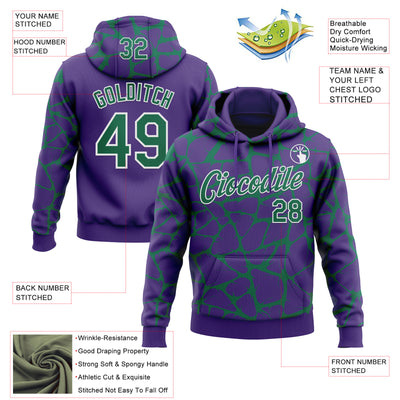 Custom Stitched Purple Kelly Green-White Abstract Network Pattern Sports Pullover Sweatshirt Hoodie