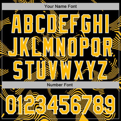 Custom Stitched Black Gold-White Curve Lines Sports Pullover Sweatshirt Hoodie