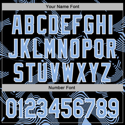 Custom Stitched Black Light Blue-White Curve Lines Sports Pullover Sweatshirt Hoodie