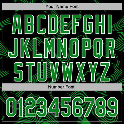 Custom Stitched Black Grass Green-White Curve Lines Sports Pullover Sweatshirt Hoodie