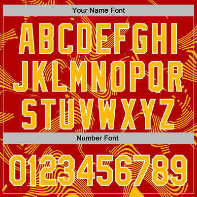 Custom Stitched Red Gold-White Curve Lines Sports Pullover Sweatshirt Hoodie