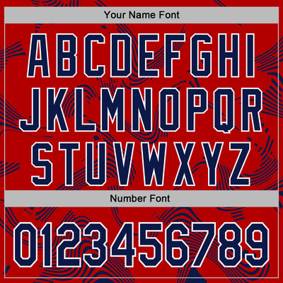 Custom Stitched Red Navy-White Curve Lines Sports Pullover Sweatshirt Hoodie