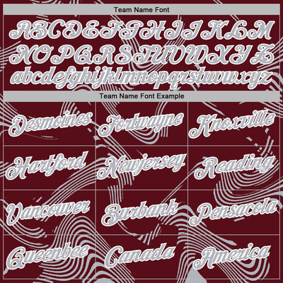 Custom Stitched Burgundy Gray-White Curve Lines Sports Pullover Sweatshirt Hoodie