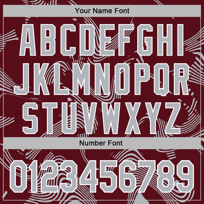 Custom Stitched Burgundy Gray-White Curve Lines Sports Pullover Sweatshirt Hoodie