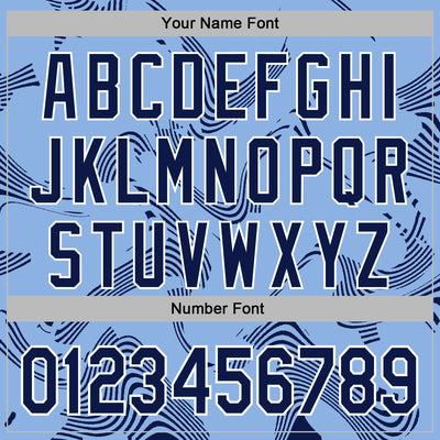 Custom Stitched Light Blue Navy-White Curve Lines Sports Pullover Sweatshirt Hoodie