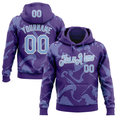 Custom Stitched Purple Light Blue-White Curve Lines Sports Pullover Sweatshirt Hoodie