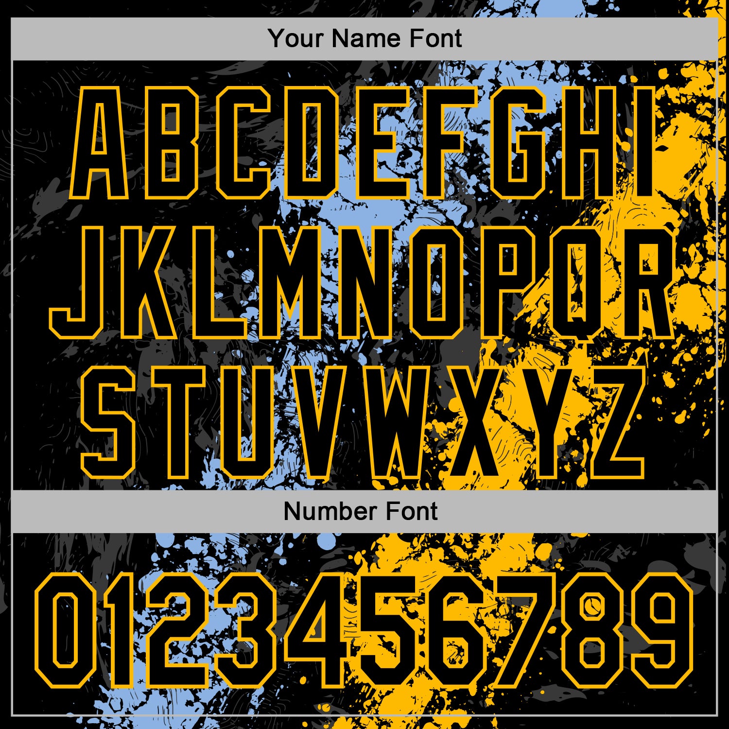 Custom Stitched Black Light Blue-Gold Splash Sports Pullover Sweatshirt Hoodie