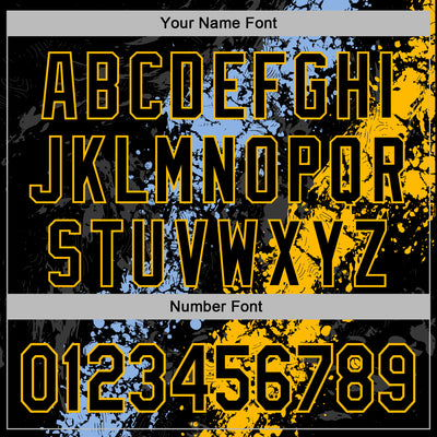 Custom Stitched Black Light Blue-Gold Splash Sports Pullover Sweatshirt Hoodie