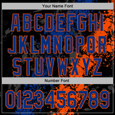 Custom Stitched Black Royal-Orange Splash Sports Pullover Sweatshirt Hoodie