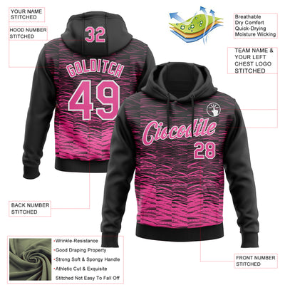 Custom Stitched Black Pink-White Line Sports Pullover Sweatshirt Hoodie