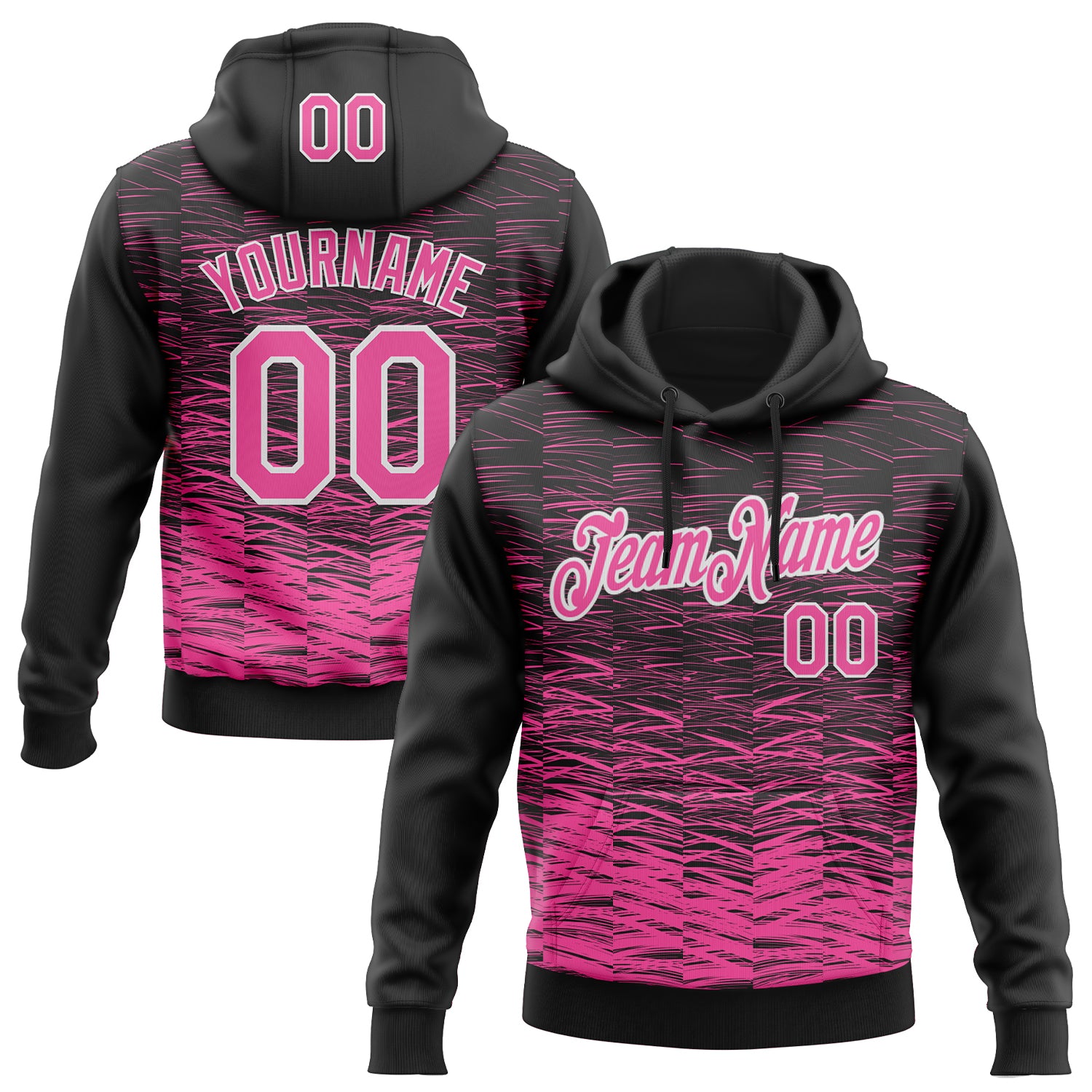 Custom Stitched Black Pink-White Line Sports Pullover Sweatshirt Hoodie